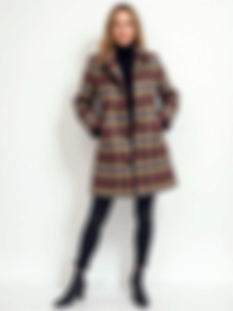 Manteau carreaux en laine avec poches